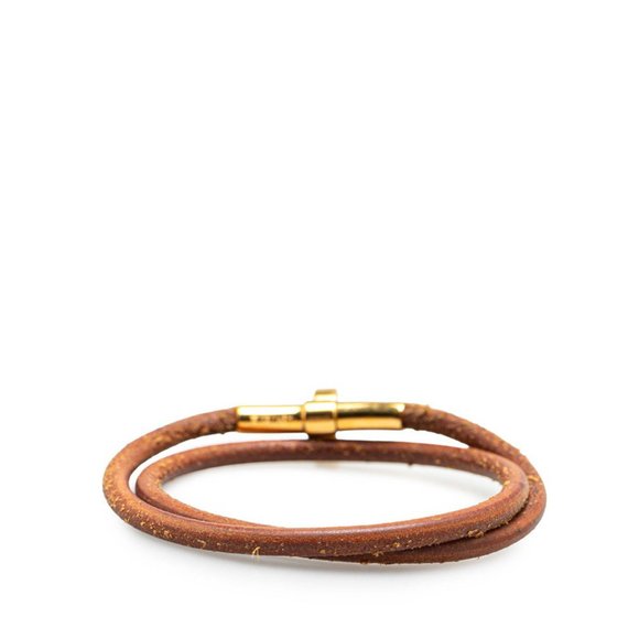 Hermes Hermès Double Kelly Choker Bracelet in Gold and Brown Plated Leather for - Picture 3 of 6